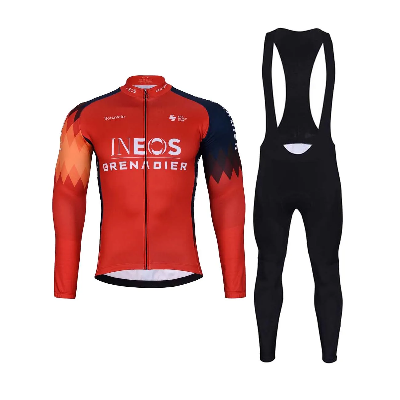BONAVELO Cyklistický zimný dres a nohavice - INEOS 2024 WINTER - modrá/čierna/červená BONAVELO Cyklistický zimný dres a nohavice - INEOS 2024 WINTER - modrá/čierna/červená
