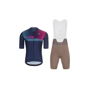 HOLOKOLO Cyklistický krátky dres a krátke nohavice - SPECTRO - hnedá/modrá HOLOKOLO Cyklistický krátky dres a krátke nohavice - SPECTRO - hnedá/modrá