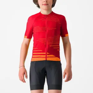 CASTELLI Cyklistický dres s krátkym rukávom - AERO KID - červená CASTELLI Cyklistický dres s krátkym rukávom - AERO KID - červená