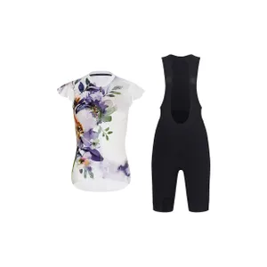 RIVANELLE Cyklistický krátky dres a krátke nohavice - MISS FLOWERY - čierna/biela/viacfarebná RIVANELLE Cyklistický krátky dres a krátke nohavice - MISS FLOWERY - čierna/biela/viacfarebná