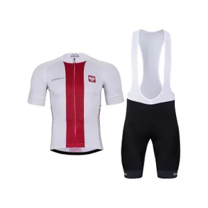 BONAVELO Cyklistický krátky dres a krátke nohavice - POLAND I. - biela/červená/čierna BONAVELO Cyklistický krátky dres a krátke nohavice - POLAND I. - biela/červená/čierna