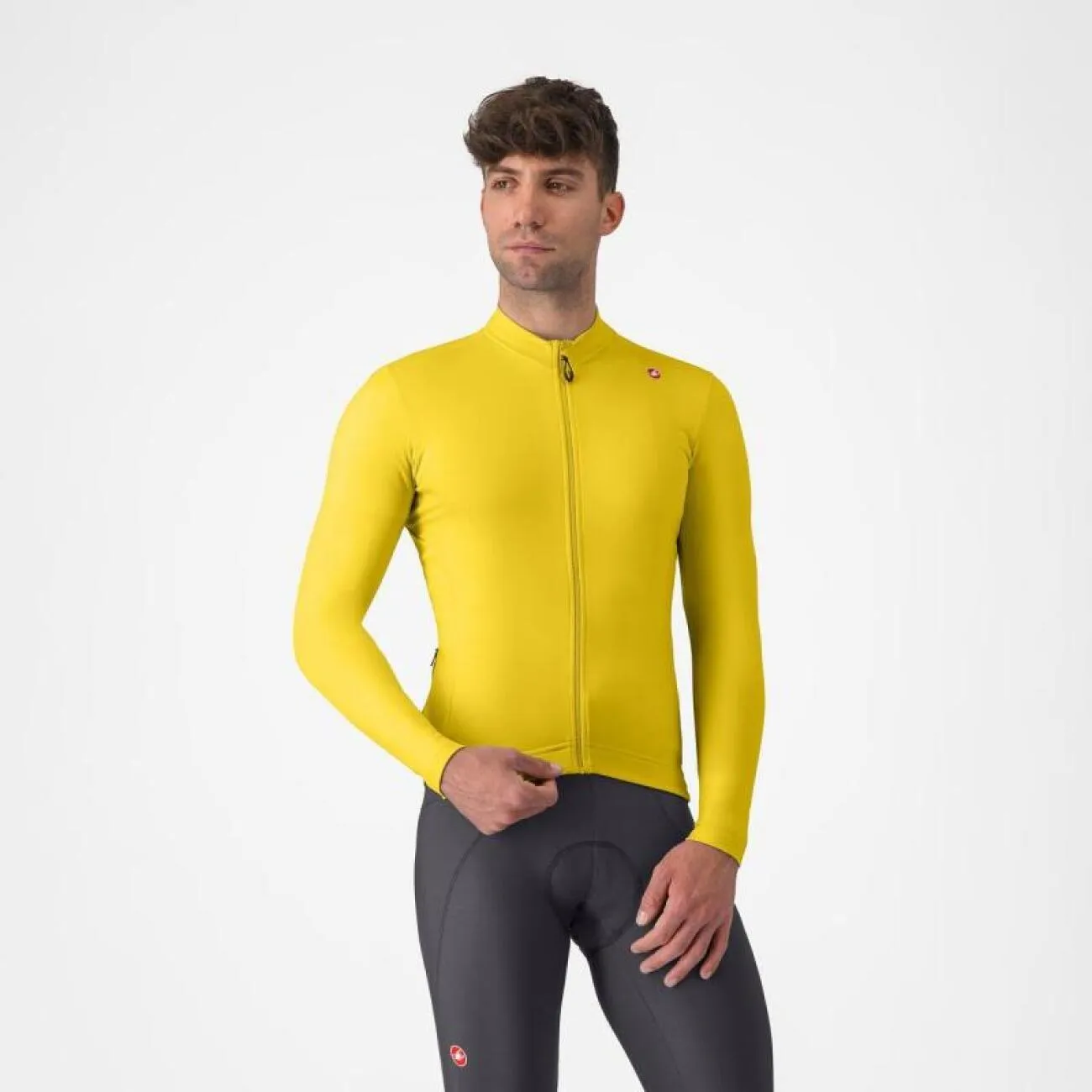 CASTELLI Cyklistický dres s dlhým rukávom zimný - ESPRESSO THERMAL - žltá CASTELLI Cyklistický dres s dlhým rukávom zimný - ESPRESSO THERMAL - žltá