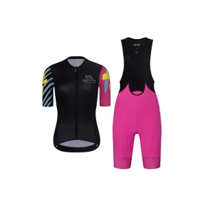 RIVANELLE Cyklistický krátky dres a krátke nohavice - MEDITATION - ružová/čierna RIVANELLE Cyklistický krátky dres a krátke nohavice - MEDITATION - ružová/čierna