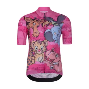 HOLOKOLO Cyklistický dres s krátkym rukávom - SAFARI - ružová/viacfarebná HOLOKOLO Cyklistický dres s krátkym rukávom - SAFARI - ružová/viacfarebná