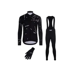 HOLOKOLO Cyklistický dlhý dres a nohavice - PASSION WINTER - biela/čierna HOLOKOLO Cyklistický dlhý dres a nohavice - PASSION WINTER - biela/čierna