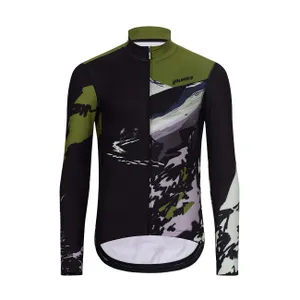 HOLOKOLO Cyklistický dres s dlhým rukávom zimný - CAMOUFLAGE WINTER - zelená/čierna HOLOKOLO Cyklistický dres s dlhým rukávom zimný - CAMOUFLAGE WINTER - zelená/čierna
