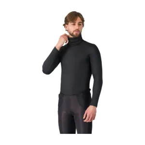 CASTELLI Cyklistické tričko s dlhým rukávom - FLANDERS 2 HIGH NECK - čierna CASTELLI Cyklistické tričko s dlhým rukávom - FLANDERS 2 HIGH NECK - čierna