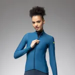 ALÉ Cyklistický dres s dlhým rukávom zimný - PRAGMA FONDO 3.0 LADY - modrá ALÉ Cyklistický dres s dlhým rukávom zimný - PRAGMA FONDO 3.0 LADY - modrá