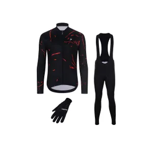 HOLOKOLO Cyklistický zimný dres a nohavice - PASSION WINTER - čierna/červená HOLOKOLO Cyklistický zimný dres a nohavice - PASSION WINTER - čierna/červená