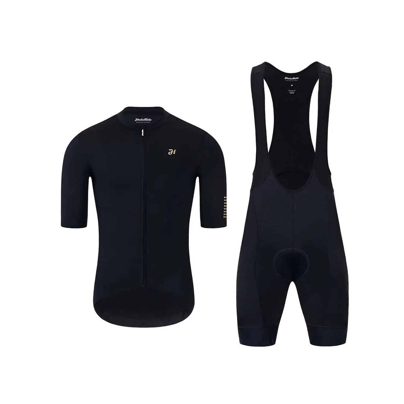 HOLOKOLO Cyklistický krátky dres a krátke nohavice - VICTORIOUS GOLD - čierna HOLOKOLO Cyklistický krátky dres a krátke nohavice - VICTORIOUS GOLD - čierna