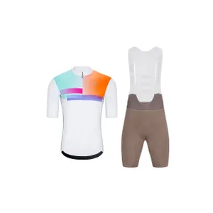 HOLOKOLO Cyklistický krátky dres a krátke nohavice - SPECTRO - hnedá/biela HOLOKOLO Cyklistický krátky dres a krátke nohavice - SPECTRO - hnedá/biela