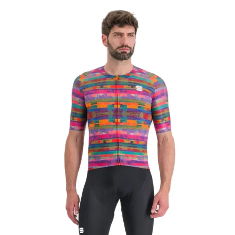 Pánsky cyklistický dres s krátkym rukávom SPORTFUL Glitch bomber jersey, multicolor pink Pánsky cyklistický dres s krátkym rukávom SPORTFUL Glitch bomber jersey, multicolor pink