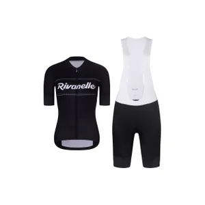 RIVANELLE BY HOLOKOLO Cyklistický krátky dres a krátke nohavice - GEAR UP - biela/čierna RIVANELLE BY HOLOKOLO Cyklistický krátky dres a krátke nohavice - GEAR UP - biela/čierna