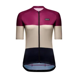 GORE Cyklistický dres s krátkym rukávom - SPIRIT STRIPES - fialová/čierna/béžová GORE Cyklistický dres s krátkym rukávom - SPIRIT STRIPES - fialová/čierna/béžová