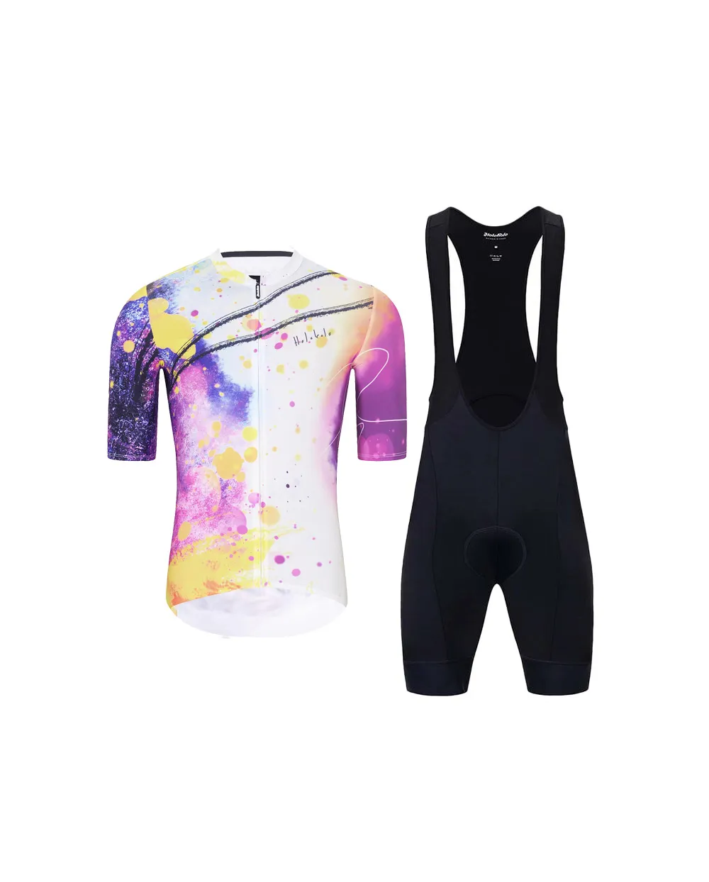 HOLOKOLO Cyklistický krátky dres a krátke nohavice - SPLASH - šedá/fialová HOLOKOLO Cyklistický krátky dres a krátke nohavice - SPLASH - šedá/fialová