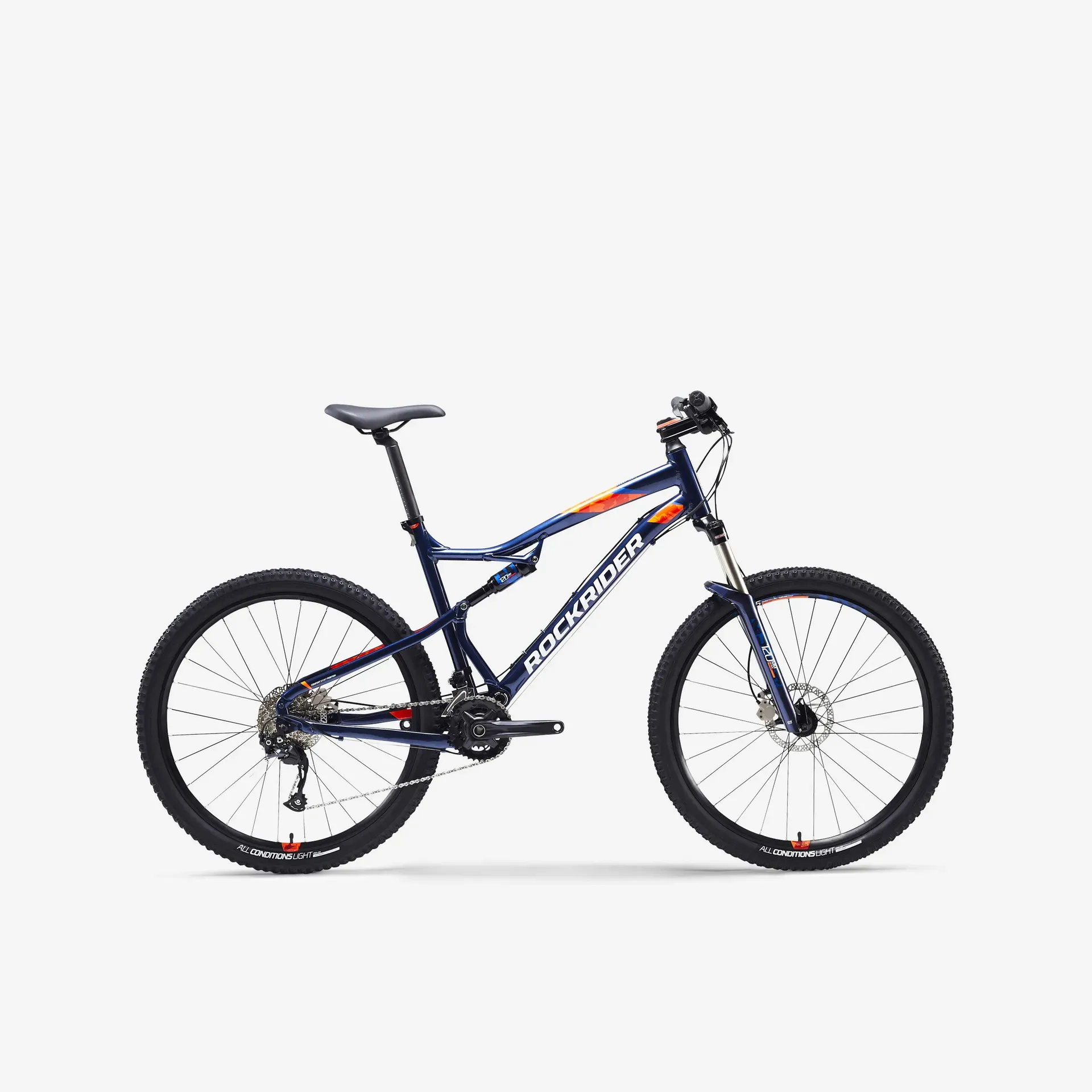 Horský bicykel - Celoodpružený horský bicykel ST 540 S 27,5" modro-oranžový Horský bicykel - Celoodpružený horský bicykel ST 540 S 27,5" modro-oranžový