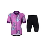 HOLOKOLO Cyklistický krátky dres a krátke nohavice - UNICORNS - fialová/čierna HOLOKOLO Cyklistický krátky dres a krátke nohavice - UNICORNS - fialová/čierna