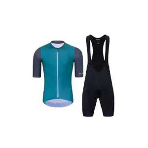 HOLOKOLO Cyklistický krátky dres a krátke nohavice - PERFORMANCE - zelená/fialová HOLOKOLO Cyklistický krátky dres a krátke nohavice - PERFORMANCE - zelená/fialová