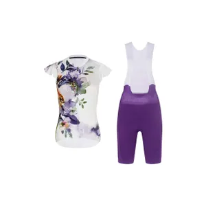 RIVANELLE Cyklistický krátky dres a krátke nohavice - MISS FLOWERY - fialová/biela/viacfarebná RIVANELLE Cyklistický krátky dres a krátke nohavice - MISS FLOWERY - fialová/biela/viacfarebná