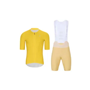 HOLOKOLO Cyklistický krátky dres a krátke nohavice - ELEVATE - béžová/žltá HOLOKOLO Cyklistický krátky dres a krátke nohavice - ELEVATE - béžová/žltá