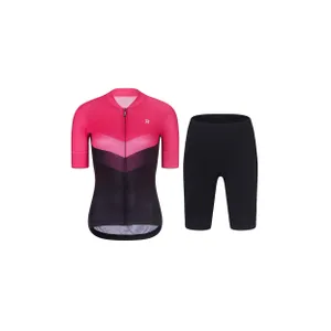 RIVANELLE Cyklistický krátky dres a krátke nohavice - ARROW II - čierna/ružová RIVANELLE Cyklistický krátky dres a krátke nohavice - ARROW II - čierna/ružová