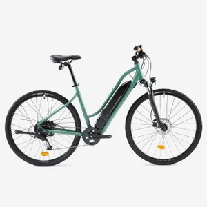 Trekingový bicykel - Trekingový elektrobicykel Riverside 520 E s nízkym rámom zelený Trekingový bicykel - Trekingový elektrobicykel Riverside 520 E s nízkym rámom zelený