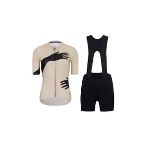 RIVANELLE Cyklistický krátky dres a krátke nohavice - HANDS LADY - čierna/béžová RIVANELLE Cyklistický krátky dres a krátke nohavice - HANDS LADY - čierna/béžová