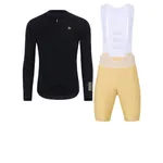 HOLOKOLO Cyklistický dlhý dres a nohavice - VICTORIOUS GOLD - béžová/zlatá/čierna HOLOKOLO Cyklistický dlhý dres a nohavice - VICTORIOUS GOLD - béžová/zlatá/čierna