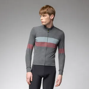 ALÉ Cyklistický dres s dlhým rukávom zimný - WOOL LINE - šedá ALÉ Cyklistický dres s dlhým rukávom zimný - WOOL LINE - šedá