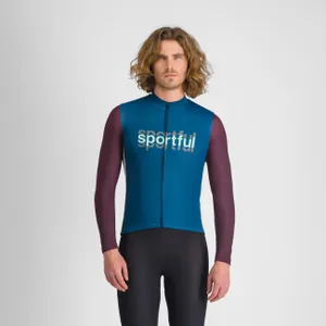 SPORTFUL Cyklistický dres s dlhým rukávom zimný - SUPERGIARA LOGO THERMAL - modrá/fialová SPORTFUL Cyklistický dres s dlhým rukávom zimný - SUPERGIARA LOGO THERMAL - modrá/fialová