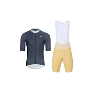 HOLOKOLO Cyklistický krátky dres a krátke nohavice - ELEVATE - béžová/fialová/antracitová HOLOKOLO Cyklistický krátky dres a krátke nohavice - ELEVATE - béžová/fialová/antracitová