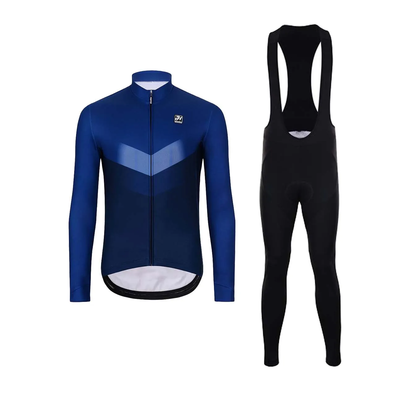 HOLOKOLO Cyklistický dlhý dres a nohavice - ARROW WINTER - čierna/modrá HOLOKOLO Cyklistický dlhý dres a nohavice - ARROW WINTER - čierna/modrá