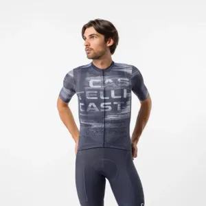 CASTELLI Cyklistický dres s krátkym rukávom - STRATUS LOGO - modrá CASTELLI Cyklistický dres s krátkym rukávom - STRATUS LOGO - modrá
