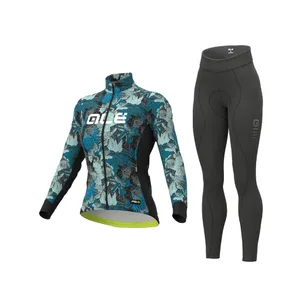 ALÉ Cyklistický zimný dres a nohavice - AMAZZONIA LADY WNT - čierna/zelená ALÉ Cyklistický zimný dres a nohavice - AMAZZONIA LADY WNT - čierna/zelená