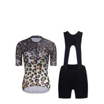 RIVANELLE Cyklistický krátky dres a krátke nohavice - WILDCAT - hnedá/čierna RIVANELLE Cyklistický krátky dres a krátke nohavice - WILDCAT - hnedá/čierna