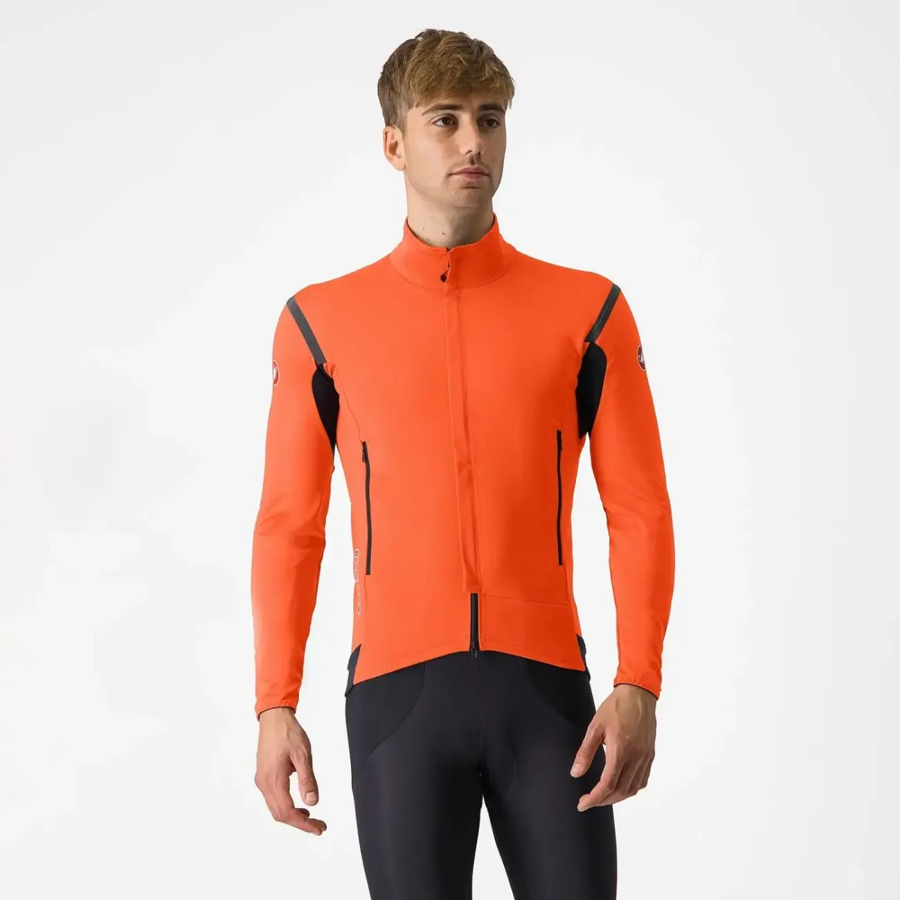 CASTELLI Cyklistická zateplená bunda - PERFETTO ROS 2 - oranžová CASTELLI Cyklistická zateplená bunda - PERFETTO ROS 2 - oranžová