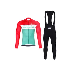 BONAVELO Cyklistická zimná bunda a nohavice - HUNGARY WINTER - biela/červená/zelená BONAVELO Cyklistická zimná bunda a nohavice - HUNGARY WINTER - biela/červená/zelená