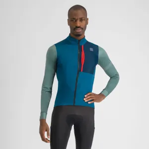 SPORTFUL Cyklistický dres s dlhým rukávom zimný - SUPERGIARA THERMAL - modrá/zelená SPORTFUL Cyklistický dres s dlhým rukávom zimný - SUPERGIARA THERMAL - modrá/zelená