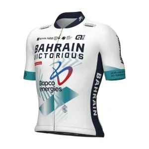 ALÉ Cyklistický dres s krátkym rukávom - BAHRAIN VICTORIOUS 2025 - biela/modrá ALÉ Cyklistický dres s krátkym rukávom - BAHRAIN VICTORIOUS 2025 - biela/modrá