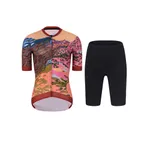 RIVANELLE Cyklistický krátky dres a krátke nohavice - FREE ELITE LADY - viacfarebná/čierna/oranžová RIVANELLE Cyklistický krátky dres a krátke nohavice - FREE ELITE LADY - viacfarebná/čierna/oranžová