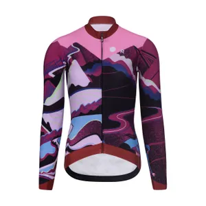 RIVANELLE Cyklistický dres s dlhým rukávom zimný - SUNSET WINTER - ružová/viacfarebná RIVANELLE Cyklistický dres s dlhým rukávom zimný - SUNSET WINTER - ružová/viacfarebná