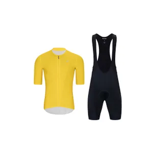 HOLOKOLO Cyklistický krátky dres a krátke nohavice - ELEVATE - čierna/žltá HOLOKOLO Cyklistický krátky dres a krátke nohavice - ELEVATE - čierna/žltá