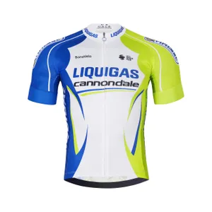 BONAVELO Cyklistický dres s krátkym rukávom - LIQUIGAS CANNONDALE - modrá/zelená/biela BONAVELO Cyklistický dres s krátkym rukávom - LIQUIGAS CANNONDALE - modrá/zelená/biela