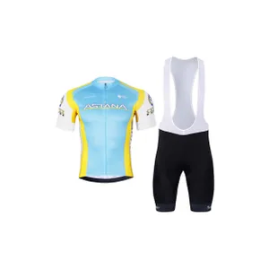 BONAVELO Cyklistický krátky dres a krátke nohavice - ASTANA - čierna/modrá/žltá BONAVELO Cyklistický krátky dres a krátke nohavice - ASTANA - čierna/modrá/žltá