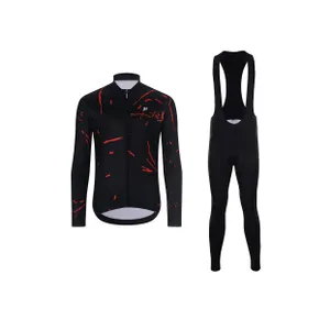 HOLOKOLO Cyklistický dlhý dres a nohavice - PASSION WINTER - čierna/červená HOLOKOLO Cyklistický dlhý dres a nohavice - PASSION WINTER - čierna/červená