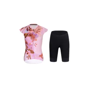 RIVANELLE Cyklistický krátky dres a krátke nohavice - MISS FLOWERY - čierna/ružová RIVANELLE Cyklistický krátky dres a krátke nohavice - MISS FLOWERY - čierna/ružová