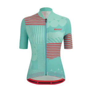 SANTINI Cyklistický dres s krátkym rukávom - GIADA OPTIC LADY - modrá/ružová SANTINI Cyklistický dres s krátkym rukávom - GIADA OPTIC LADY - modrá/ružová