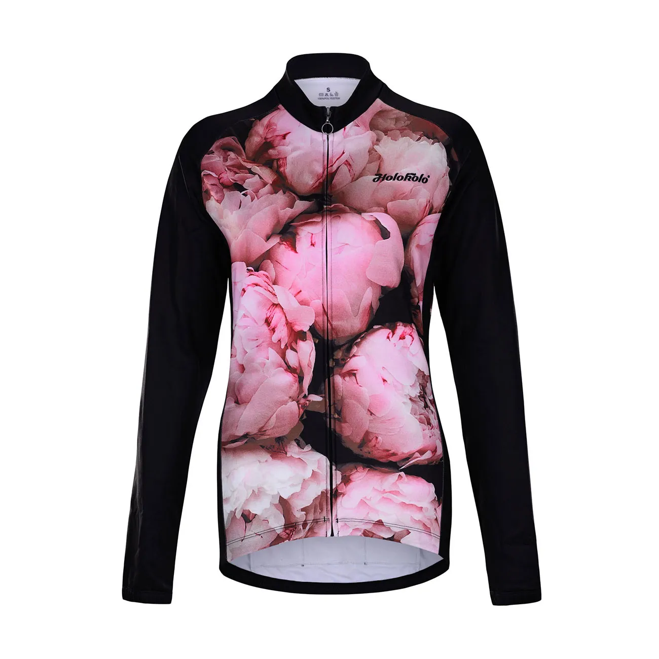HOLOKOLO Cyklistický dres s dlhým rukávom zimný - PEONY LADY WINTER - čierna/ružová HOLOKOLO Cyklistický dres s dlhým rukávom zimný - PEONY LADY WINTER - čierna/ružová