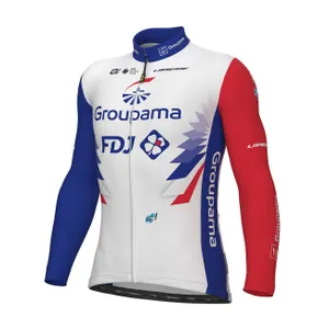 ALÉ Cyklistický dres s dlhým rukávom zimný - GROUPAMA FDJ 2022 - modrá/červená/biela ALÉ Cyklistický dres s dlhým rukávom zimný - GROUPAMA FDJ 2022 - modrá/červená/biela