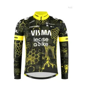 RAPIDGEAR Cyklistický dres s dlhým rukávom letný - REPLICA VISMA TDF26 - čierna/žltá RAPIDGEAR Cyklistický dres s dlhým rukávom letný - REPLICA VISMA TDF26 - čierna/žltá